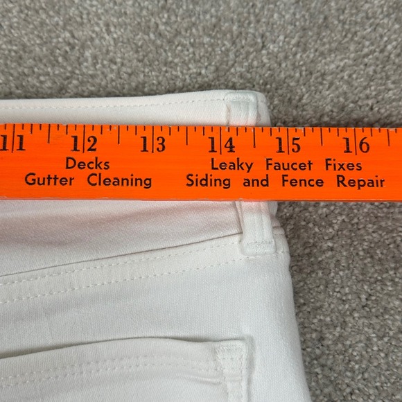 Athleta Sculptek White Straight Leg Crop Jeans Raw Hem Women's Size 6 Leggings - Picture 7 of 10
